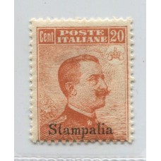 COLONIAS ITALIANAS STAMPALIA 1917 Yv. 9 ESTAMPILLA NUEVA CON GOMA RARA SIN FILIGRANA 70 EUROS